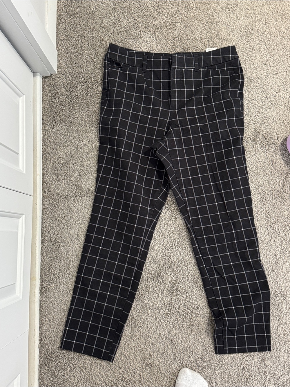Old Navy Black Windowpane Cropped Slim Pants